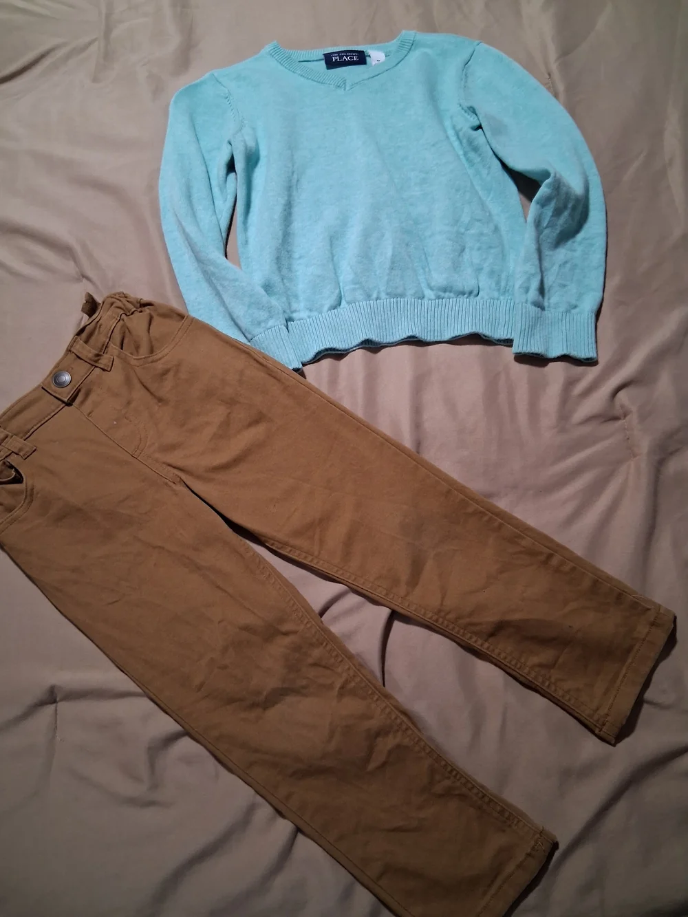 The Children's Place Mint Green Sweater Garanimals Tan Pants Boys Casual Set 4T